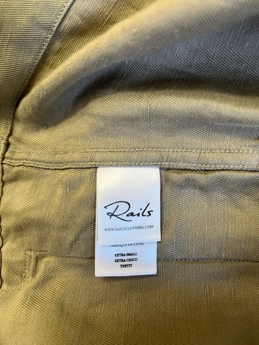 Rails Trey Light Sage Arrow Patch Military Zipper Jacket Tencel Linen Blend XS